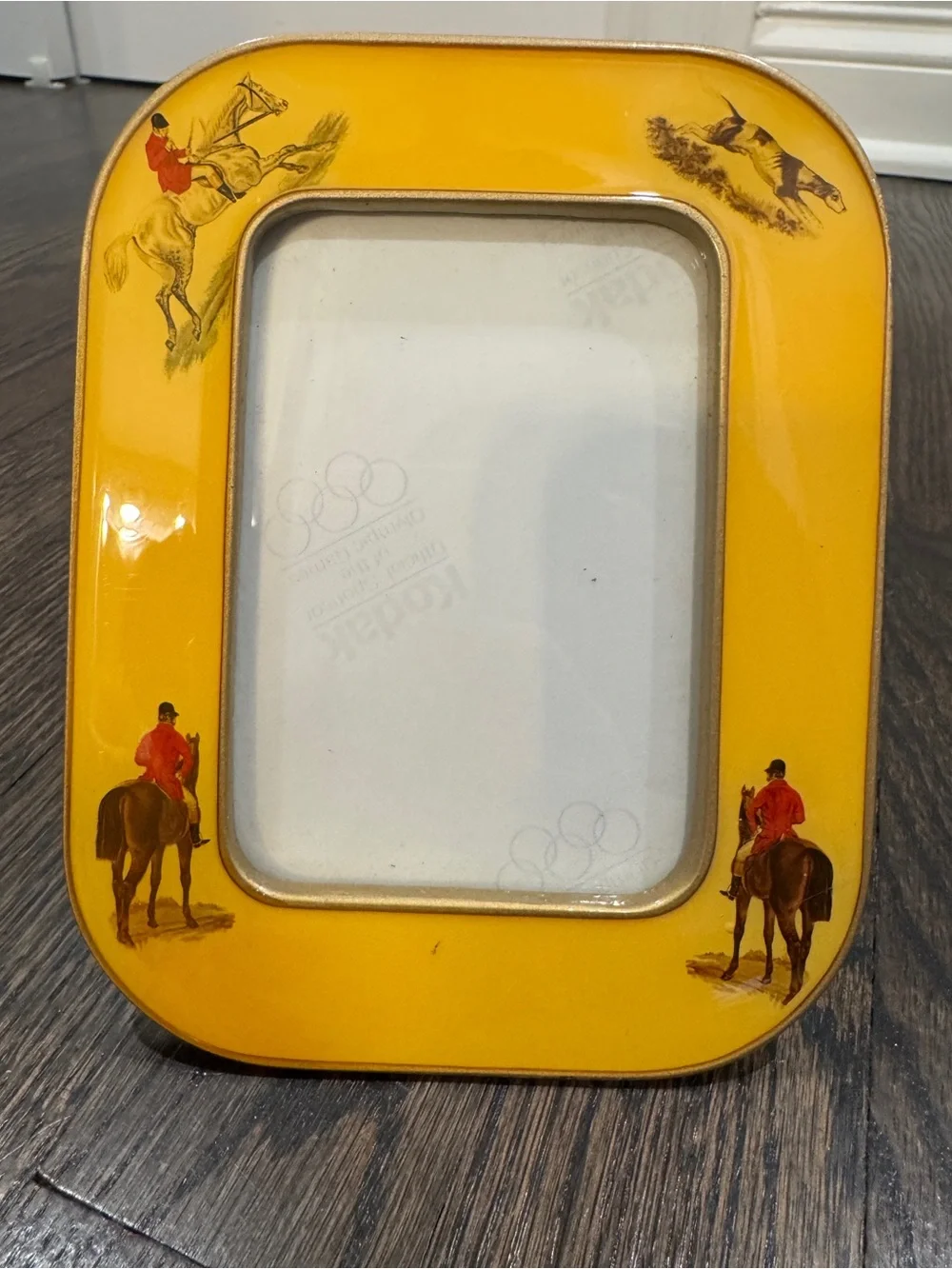 Vintage Fox Hunt Equestrian Enamel Picture Frame 40s